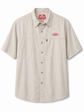 Berkley Men’s Vented Short-Sleeve Button Up Fishing Shirt In Beige Size Medium